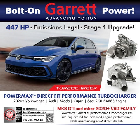 GARRETT PowerMAX Stage 1 447HP, MK8 GTI and others MY 2020+ VW Audi 2.0T EA888 Gen4